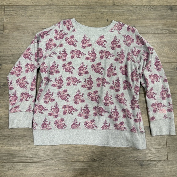 The North Face Gray Floral Crewneck - Picture 1 of 4